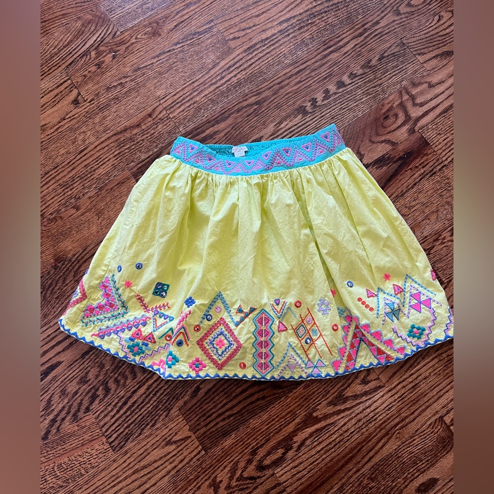 Monsoon Embroidered sequin disco skirt teal and yellow Girls size 12-13 years